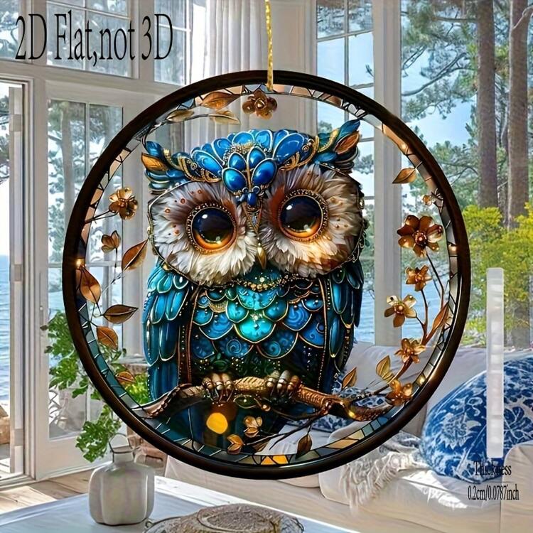 1pc 2D Flat Charming Owl Sunshine Catcher - Acrylic Window Hanging Decor, Perfect Gift For Mom And Grandma, Suitable For Garden, Patio And Home Decoration - Second - View 9