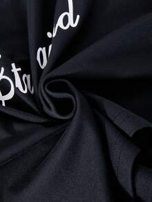 女士春秋季/休闲学院风两件套/黑色/织纹字母蝴蝶图案印花长裤+字母印花长袖上衣套装，学院风/清凉职场连衣裙少女风阔腿裤套装 - 黑色 - 查看 11