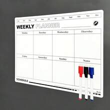 Magnetic Dry Erase Weekly Planner For Refrigerator - Reusable Fridge Calendar For Meal Planning, Chores, And Family Schedules With Notepad Area - Multicolor - View 5