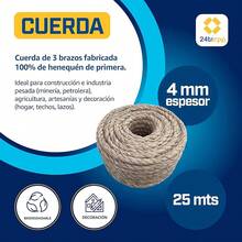 EstiloCuerda De HenequéN 100% Natural 6MM 10 METROS| 3 Brazos, Biodegradable Y Alta Resistencia - Ideal Para DecoracióN, Agricultura, ConstruccióN Y Carga Pesada Hen 6MM 10MtsVersióN Mejorada - 4 mm - Ver 3