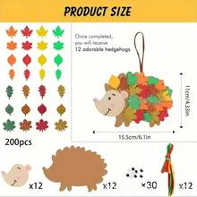 Set di corone autunnali, natalizie e del Ringraziamento, con foglie d'acero autunnali e ricci. Opere d'arte artigianali per genitori e figli, e adesivi lucidi, kit fai-da-te con adesivi in feltro a forma di foglie d'acero autunnali. Decorazioni per casa, scuola e feste, kit per decorazioni di Ringraziamento, Natale e Ognissanti - Multicolore - Visualizzare 9