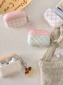 Minimalist Colorblock Plaid Polka  3 Earphone, Women  Pro 2 Protective Cover, Novel Style  2/3 Accessories - Multicolor - View 2