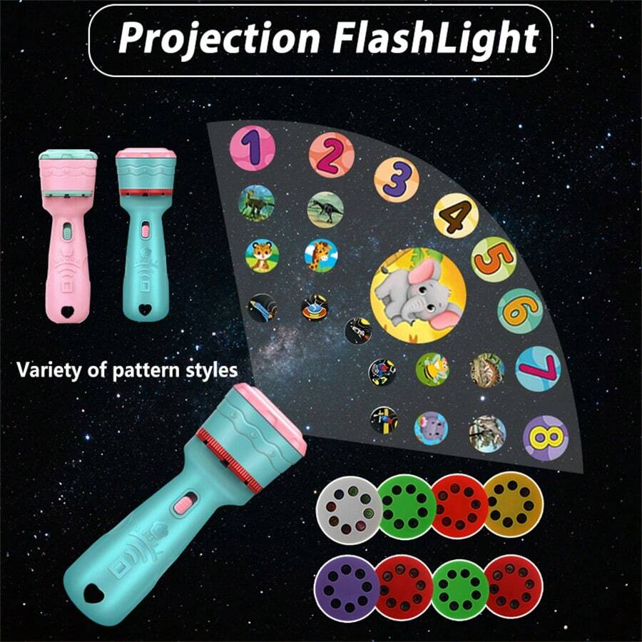 1 Set Of Children's Projection Flashlight Toys, Slideshow Lighting Flashlight, Puzzle And Early Education Fun Creativity