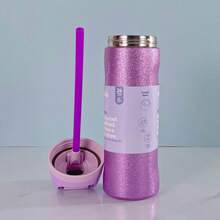 Owal'a 24oz Insulated Stainless Steel Water Bottle With Straw, Suitable For Sports, Outdoor Activities, Travel, And Student Sports Water Cup - Shimmering Purp-24oz - 查看 3