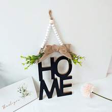 1件装木质“家”字形绿叶蝴蝶结装饰挂牌，春夏家居装饰，适用于门、墙、房间、客厅、卧室等，可作为礼物送给朋友、家人、同事，情人节礼物。 - HOME house - 查看 8