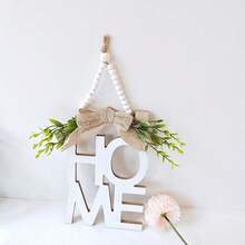 1件装木质“家”字形绿叶蝴蝶结装饰挂牌，春夏家居装饰，适用于门、墙、房间、客厅、卧室等，可作为礼物送给朋友、家人、同事，情人节礼物。 - HOME house - 查看 5