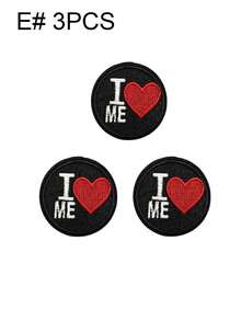 1 Set Of 3/7pcs Black-Red I Love Me, I Love You English Letter Embroidery Patch Cute Cartoon Fashion Polyester Badge Applique DIY Clothing Iron On Patches Sew Accessory Cloth Stickers Suitable For Backpacks, Jeans, Jackets, T-Shirts, Hats, Dresses, Etc - Multicolor - View 14