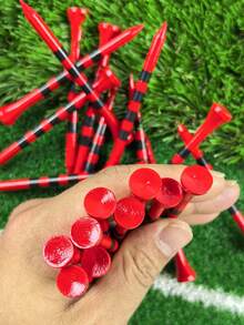 50pcs/Set Bamboo Golf Ball Holders, Professional Natural Bamboo Golf Ball Stands, Durable And Sturdy, Limited Edition Striped Golf Ball Holders, Size: 8.3cm (3.27 Inches), White/Red. Golf Gifts. Suitable As A Golf Ball Holder Gift For Friends.