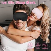 TTJM Sleep Mask W/Cooling Gel Eye Mask 2Packs Heated Eye Mask For Sleeping Reusable Ice Silk Blackout Eye Cover Sleeping Mask For Travel Home Office Yoga Stocking Stuffers Black+Pink - Blackpink - View 2