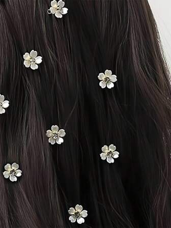 10ชิ้น เครื่องประดับผมผู้หญิง แฟชั่นตกแต่ง หรูหรา สีขาว & ชมพู DIY ถักเปีย ดอกไม้ คลิปติดผมพลอยเทียม เหมาะสำหรับใส่เข้ากับชีวิตประจำวัน, กิ๊บหนีบผม, สไลด์ผม, กิ๊บติดผม