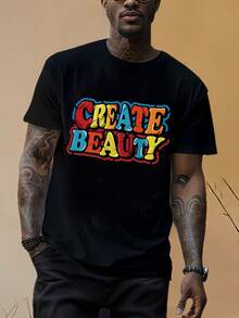 Fashionable Printed T-Shirt For Men - Black - View 6