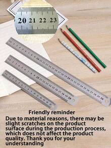 10支/套学生用直尺，30厘米/20厘米/15厘米不锈钢直尺，统一标准测量工具