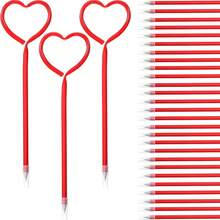 9pcs/Set Heart Shaped Ballpoint Pens, Valentine's Day Party Pens, Unisex Office Supplies Ballpoint Pens, Back To School, Birthday, Valentine's Day Gifts, Cute Stationery - Red - View 1