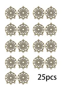 10/25个装 2色 捕梦网连接器吊坠 款式 捕梦网吊灯组件 连接件 吊坠 用于DIY耳环、钥匙扣、珠宝工艺品制作，34 x 27毫米