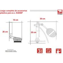 DICA, Juego Completo de Accesorios para.C., Acabado Blanco, Rojo, Negro, Plastico, Polietileno, Hule, Válvula de Descarga con Sapo, K4056P - 1 - Ver 7