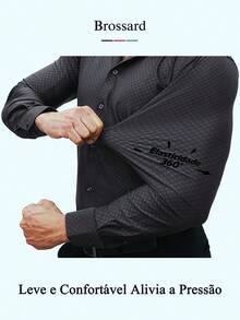 Men's Slim Fit Luxury Dress Shirt With Elastane, Wrinkle-Free Knit | Stylish Breathable Plaid Shirt | Elegant Slim Fit And High-Quality Fabric | Soft And Breathable | Imported Product - 深灰色 - 查看 4