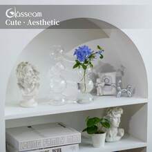 EstiloGlasseam - Florero PequeñO úNico, Bonitos Jarrones De Vidrio Soplado Para Flores, Floreros Modernos De Bolas Transparentes - Florero Redondo Decorativo Para DecoracióN Del HogarVersióN Mejorada - Verde - Ver 12