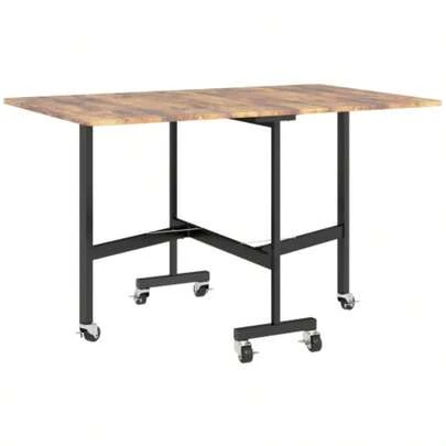 HOMCOM Folding Dining Table, Seating Up To 6 People, With 6 Wheels And Brakes, Ideal For Small Spaces, Brown.