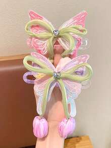 1/2pcs Kids Cute Simple Fashion Cartoon Bow Low Ponytail Bangs Hair Clips, Versatile Elegant Gentle Hair Accessories For Girls - Multicolor - View 13