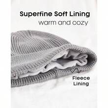 FURTALK Winter Knit Beanie Hat Sacrf Touch Screen Gloves Set Soft Fleece Lining Warm Beanie Unisex Winter SetMen Gloves Set - Grey - View 2