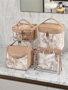 Bolsa organizadora impermeable de PU para brochas de maquillaje de viaje, estuche de cosméticos