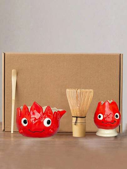 1ชิ้น/2ชิ้น/3ชิ้น/4ชิ้น ชุดมัทฉะเซรามิกรูปเปลวไฟน่ารัก, ชามมัทฉะ, แปรงตีมัทฉะ, ถ้วยมัทฉะ, ช้อนคน, ช้อนตักชา, ชุดชามชา, การเตรียมมัทฉะ, การทำขนมหวานและขนมอบ, ชุดเครื่องมือทำเครื่องดื่มชา, ชุดมัทฉะกล่องของขวัญญี่ปุ่น, ชุดเครื่องมือแปรงตีมัทฉะราชวงศ์ซ่ง, ของขวัญสำหรับคนรักมัทฉะ