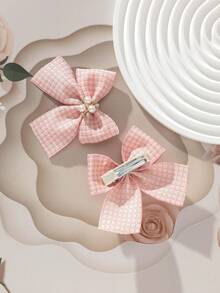 Set de 2 pinzas para el cabello con lazo a cuadros rosas y brillantes, 14+ accesorios para el cabello con estilo vintage europeo y americano con mariposas