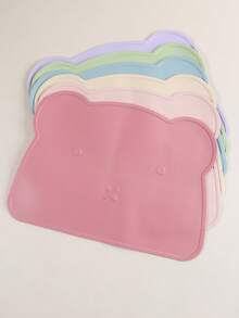 1pc Bear-Shaped Customizable Name Cartoon Placemat, Suitable - Portable Foldable Silicone Mat - Multicolor - View 8