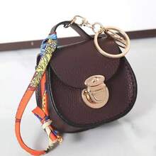 New Mini Saddle Bag Printed Scarf Coin Purse Keychain Multi-Color Versatile Pendant Multi-Functional Small Bag Easy To Carry - màu đen - Xem 3