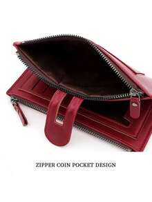 YUQING.FC Cartera Plegable Con Doble Cremallera, Ranuras Para Tarjetas Y Monedero #C113-2 - Negro - Ver 6