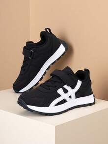 1 Pair Children's Low-Top Leather Autumn/Winter Durable Lightweight Children Sports Skateboard Shoes, Boys/Girls Elementary School Running Casual Sneakers - Black - View 6