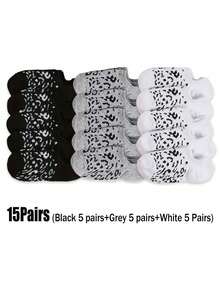 1/6/10/15 Pairs Unisex Socks, Sports Socks, White/Black/Grey Short Socks, Invisible Socks, Solid Color Minimalist Style, Suitable For Casual Daily Wear - Multicolor - View 17