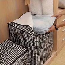 3pcs Set Of Extra Large 47.55 Gallon Checkered Cloth Lightweight Storage Box For Household Large Capacity Clothing And Bedding Storage Bucket, Dustproof And Moisture-Proof Bag, Double Zipper With Handle Storage Box, Ideal Storage Basket For Moving A, Under-Bed Storage,The Material Is Lightweight, Easy To Carry, And Foldable - 格子-3pc - 查看 9