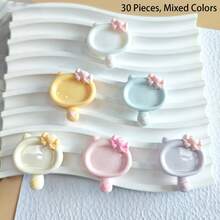 10/20/30pcs Cute Pastel Cat Design Resin Flat Back Cabochons, No Holes, For DIY Crafts, Scrapbooking, Jewelry Making - Birthday Party Decor - Cat Themed Items, Scrapbook Supplies, Quirky Design, Glossy Finish - Random Colors - Cat Mirror - View 9