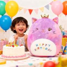Juguete de Peluche de Unicornio de Cumpleaños,25 cm Almohada de Gato Kawaii,Almohada de Felpa Suave,Juguetes Regalo para Novia y Niños(Cumpleaños Unicornio) - El pastel - Ver 6