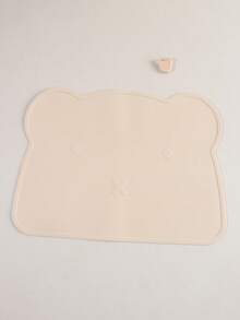 1pc Bear-Shaped Customizable Name Cartoon Placemat, Suitable - Portable Foldable Silicone Mat - Multicolor - View 10