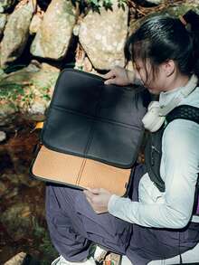 网格图案可折叠悬挂式户外座椅垫，野餐垫，具有防潮防水性能，便携式加厚露营和徒步旅行地垫，适用于户外活动