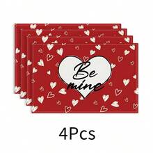 1 pieza Mantel individual con diseño de corazón, mantel de mesa de comedor, decoración navideña, mantel para desayuno, accesorio de cocina, mantel individual fácil de limpiar, adecuado para el hogar, restaurante, decoración de cocina y comedor - Multicolor - Ver 13