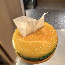 1 Peça Porta-Guardanapo em Formato de Hambúrguer, Caixa de Lenços de Design Retrô Criativa, Decoração para Casa/Escritório/Festa/Banheiro, Presente Único, Essencial Doméstico - Multicolorido - Visão 8