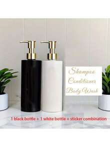 3pcs/Set 500ml Bathroom Dispenser, Empty Bottle For Shampoo, Shower Gel, Conditioner, Refillable Bathroom Dispenser