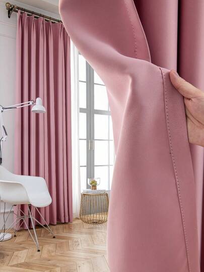 1pc Solid Color Modern Rayon Blackout Curtain, Rod Pocket Design, Suitable For Living Room And Bedroom - Sheer And Light Filtering Curtain, Living Room Curtain, Bedroom Curtain