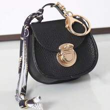 New Mini Saddle Bag Printed Scarf Coin Purse Keychain Multi-Color Versatile Pendant Multi-Functional Small Bag Easy To Carry - màu đen - Xem 7