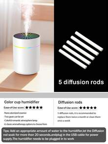 1pc 180ml Car Humidifier,With Color Changing LED Night Light, Silent Cold Fog, 2 Working Modes, Automatic Timer Switch, White/Black Optional, Ultrasonic Humidification, Stylish Cylindrical Design, Must Be Plugged In, Suitable For Home/Car Use, Home Aromatherapy Diffuser, Can Add Aromatherapy Essential Oils - Black and White - View 17