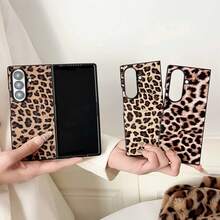 Cheetah,Leopard Print Chic Leopard Print PU Leather Phone Case Compatible With Samsung Galaxy Z Fold7 Fold6 Fold5 Fold4 - Full Wrap Shockproof Cover, Glamorous Statement Design With Fashion Edge - Dusty Pink - View 8
