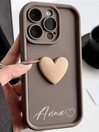 Cute Heart Design TPU Customizable Full Coverage Phone Case With Personalized Name, Compatible With Samsung Galaxy S25, S24, S23, S22, S21, S20 Ultra Plus. These Shock-Absorbing Soft Cases Make Excellent Anniversary Gifts For A56, A55, A54, A53, A52, A35, A34, A16, A15, A14, A13 Models, Supporting 4G And 5G Spring Anniversary Gift