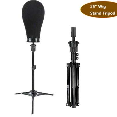 25" Wig Stand Tripod Adjustable Mannequin Head Stand Metal Mini Wig Head Stand For Training Mannequin Heads And Canvas Block Head