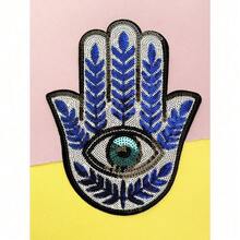 1pc Evil Eye & Hamsa Hand Embroidered Patch Halloween Summer, School - 彩色 - 查看 6