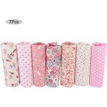 Estilo7 Unids Rosa Flores Cuadrados Tela De AlgodóN, Acolchar Coser Precut Material Sheet, Para DIY Craft Coser Trabajo Hecho A Mano(25 * 25Cm)VersióN Mejorada