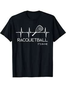 Men's Casual T-Shirt, Fashionable Outdoor Outfits, Holiday Gifts, Squash. It's In My Heart. Squash Action T-Shirt. T-Shirt, Short Sleeve Printed Crew Neck T-Shirt, Gift For Men, Dad, Husband, Grandad, Black - 黑色 - 查看 1