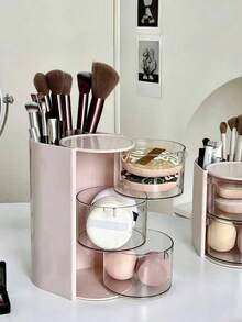 Caja de almacenamiento con compartimentos giratorios multicapa, para clips de pelo, lazos, ligas para el cabello, caja de almacenamiento de accesorios para el cabello de niños, caja de almacenamiento a prueba de polvo, con compartimentos multifuncionales para almacenar peines, gafas, brochas de maquillaje, caja de almacenamiento de accesorios para el cabello de material PET simple y práctico, caja de regalo para el Día del Niño/Cumpleaños, caja de almacenamiento de esponjas de maquillaje